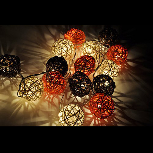 Brown rattan ball 2024 string lights